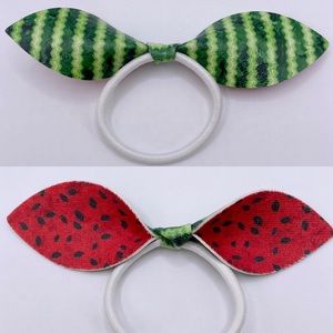HP!🍉Watermelon 2 sided hair tie bow, ponytail bow, vegan leather